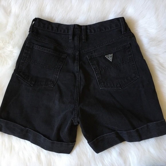 Vintage Pants - Sold Vintage Black Denim Guess Shorts high waisted
